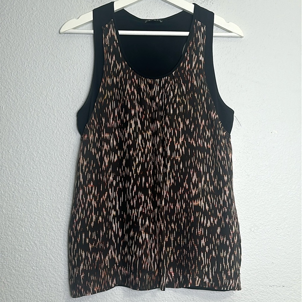 Theory Sleeveless‎ Layered Top Black Silk Blend Womens Medium Sleeveless